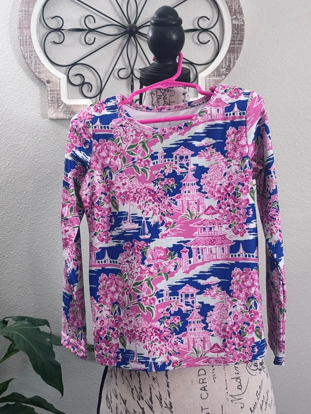 Sweet Honey  Pink & Blue Floral Pagoda Rashguard
